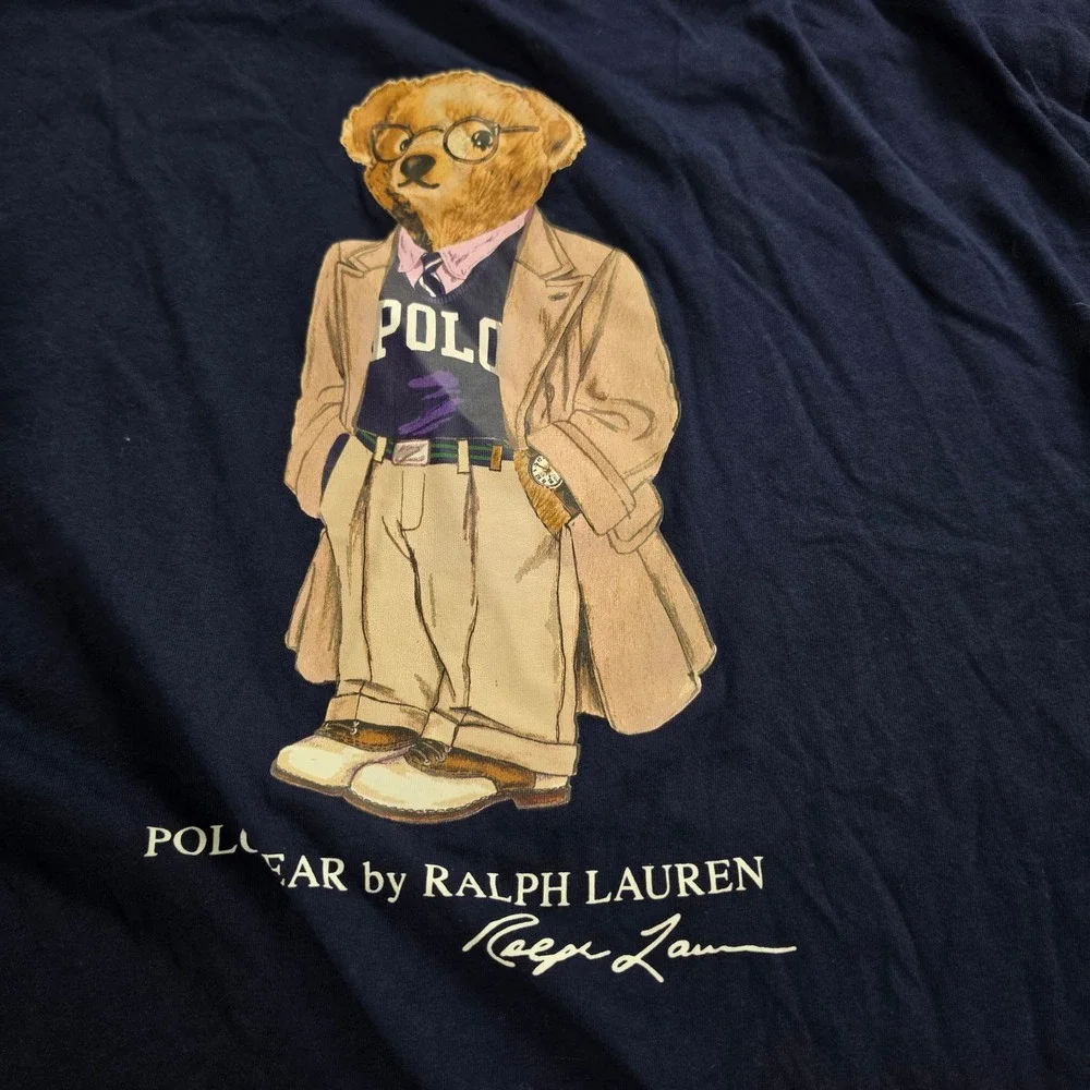 Polo Ralph Lauren Polo Bear T-Shirt Mens XL Navy Blue Pocket Graphic Tee 4243